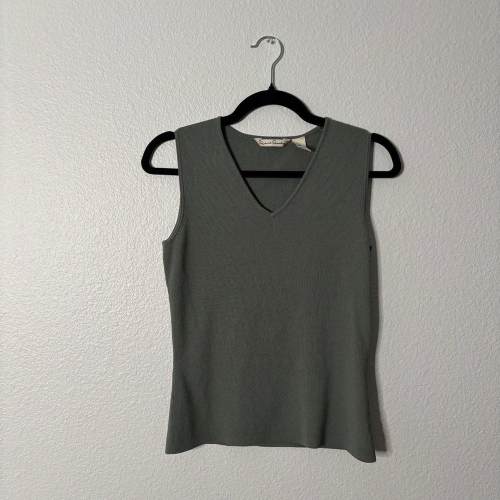 French Laundry Sleeveless V-Neck Tank Top - Olive